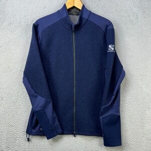 Greyson Wool Blend Sweater Knit Jacket Mens Large Navy Blue Colorblock Full Zip